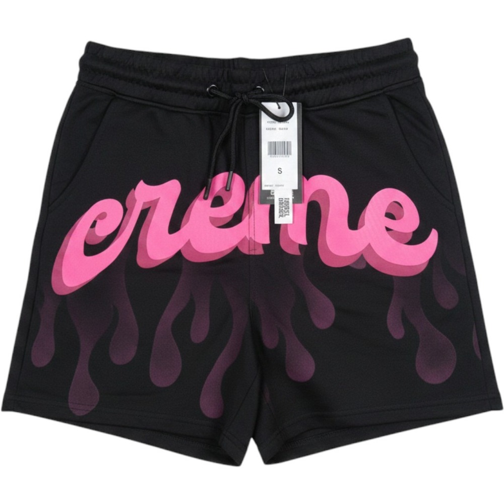 Rebel Minds Mens Creme Drip Graphic Shorts Black Pink Streetwear 151-953 Small